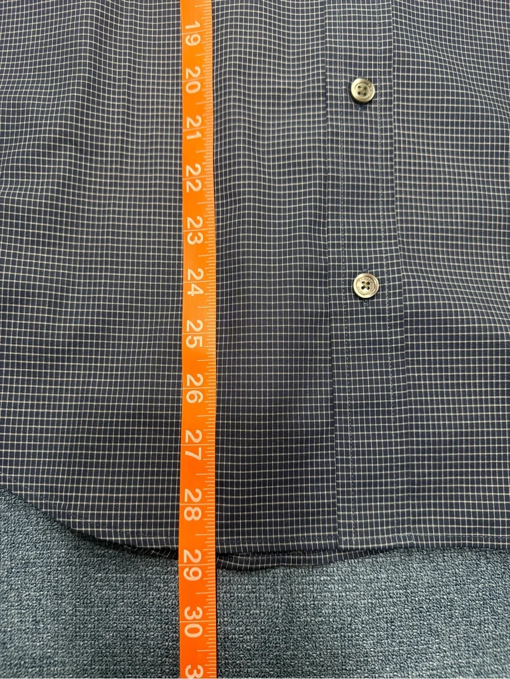 Banana Republic non-iron Navy plaid button up Dress Shirt